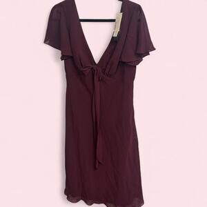 Alfred sung bordeaux chiffon tie formal dress